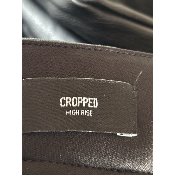 EXPRESS Size 0R Women's Black‎ High Rise Vegan Leather Pants Cropped Flare NEW - Picture 11 of 12